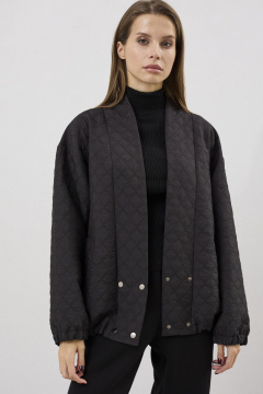 Утепленный тренч из фактурной ткани с карманами и резинкой DAVA 3136 черный - фото 1