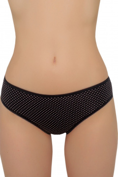 Трусы женские трикотаж высокие по бедру, средняя посадка ЛЕДИ ГРАНД 201101-1 черный_в_горошек - фото 3