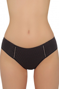 Трусы женские трикотаж со средним вырезом, декоративная тесьма ЛЕДИ ГРАНД 201190 черный_в_горошек - фото 3