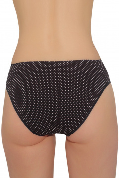 Трусы женские трикотаж со средним вырезом, декоративная тесьма ЛЕДИ ГРАНД 201190 черный_в_горошек - фото 2