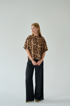 Блуза оверсайз с разрезами, шелковистая ткань, универсальный стиль Мастер Мод 803ас леопард_рыжий - фото 4
