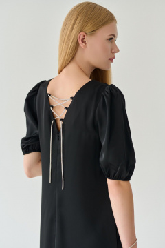 Классическое черное мини платье с шнуровкой на спине Мастер Мод 855ас чёрный - фото 3