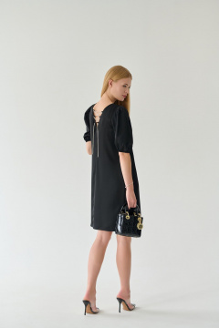 Классическое черное мини платье с шнуровкой на спине Мастер Мод 855ас чёрный - фото 4