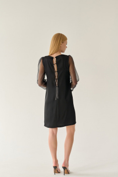 Нарядное черное платье с длинными органзовыми рукавами Мастер Мод 864ас чёрный - фото 5