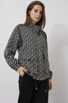 Жакет свободного силуэта из трикотажа, карманы, кулиса снизу DAVA 3214 черно-серый - фото 5