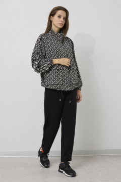 Жакет свободного силуэта из трикотажа, карманы, кулиса снизу DAVA 3214 черно-серый - фото 1