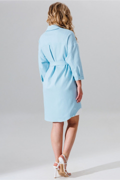 Джинсовое платье свободного кроя с карманами и поясом Faufilure C1634 - фото 4