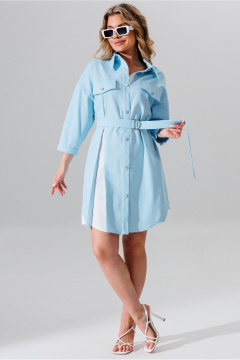 Джинсовое платье свободного кроя с карманами и поясом Faufilure C1634 - фото 1