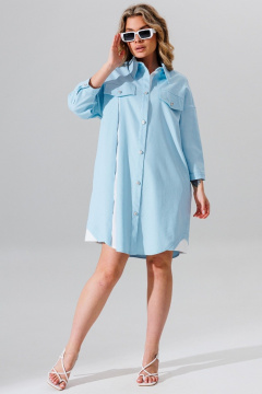 Джинсовое платье свободного кроя с карманами и поясом Faufilure C1634 - фото 3