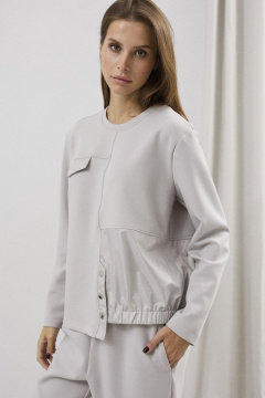 Комплект брюки и джемпер с вставкой из плащевки DAVA 2215 серый - фото 3