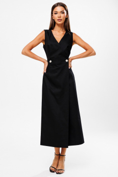 Черное джинсовое платье на запах из джинсовой ткани Тиффани Kivviwear 4205.02 - фото 1