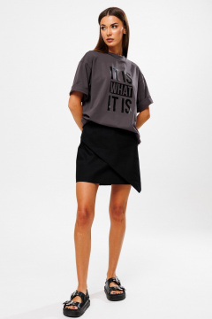 Короткая джинсовая юбка с асимметричным кроем Kivviwear 4209.01 - фото 1