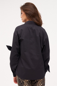 Черная рубашка свободного силуэта с завязками KaVaRi 4014 черный - фото 2