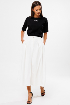Белая юбка-трапеция из костюмной ткани с разрезом Kivviwear 4218.01 - фото 4