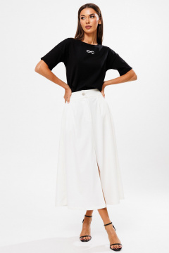 Белая юбка-трапеция из костюмной ткани с разрезом Kivviwear 4218.01 - фото 3