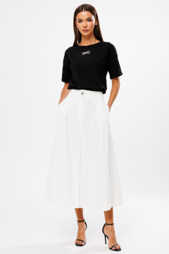 Белая юбка-трапеция из костюмной ткани с разрезом Kivviwear 4218.01 - фото 2