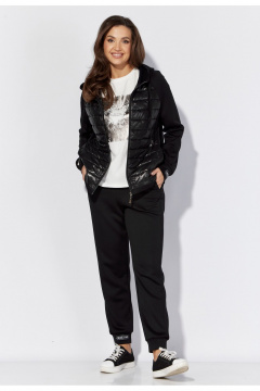 Набор из плащевки и трикотажа: брюки и куртка для ежедневных образов TAiER 1305 черный - фото 4