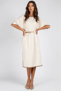 Платье трикотажное с коротким рукавом VIZAVI 800 бежево-белый - фото 1