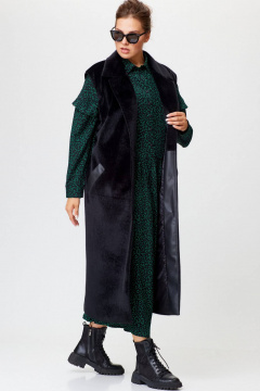 Демисезонный жилет из искусственного меха и экокожи с карманами SOVA 11245 черный - фото 3