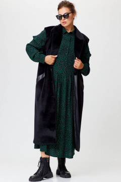 Демисезонный жилет из искусственного меха и экокожи с карманами SOVA 11245 черный - фото 1