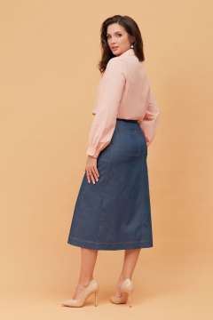 Демисезонная джинсовая юбка с шлицей и карманами Andina city 1007-24 синий - фото 2