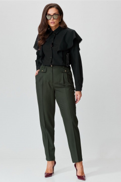 Демисезонные брюки со складками и эластановой резинкой Andina city 2015-24 хаки - фото 4