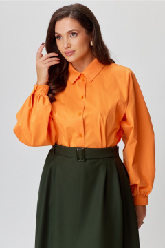 Демисезонная блуза с рубашечным воротником и застежкой Andina city 5019-24 оранжевый - фото 4