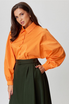 Демисезонная блуза с рубашечным воротником и застежкой Andina city 5019-24 оранжевый - фото 3
