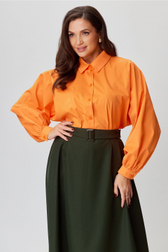 Демисезонная блуза с рубашечным воротником и застежкой Andina city 5019-24 оранжевый - фото 1