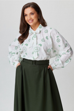 Белая блуза с вертикальными подрезами и кружевом Andina city 5020-24 белый - фото 1