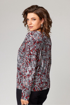 Демисезонный трикотажный джемпер с пайетками в белом и красном цветах Bliss 8169 белый_красный - фото 4