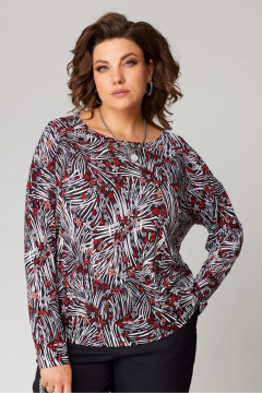 Демисезонный трикотажный джемпер с пайетками в белом и красном цветах Bliss 8169 белый_красный - фото 3