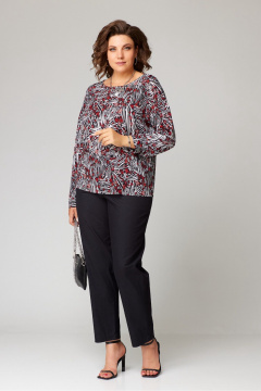 Демисезонный трикотажный джемпер с пайетками в белом и красном цветах Bliss 8169 белый_красный - фото 2