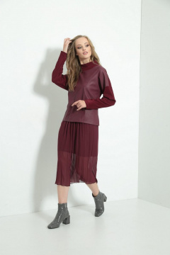 шитоновая юбка с резинкой и подкладкой на демисезон AMORI 3107 вишня - фото 1