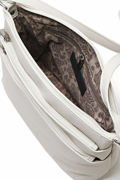 Сумка из экокожи на одно отделение с карманами и магнитом Galanteya 51123.24с109к45 молочный - фото 5