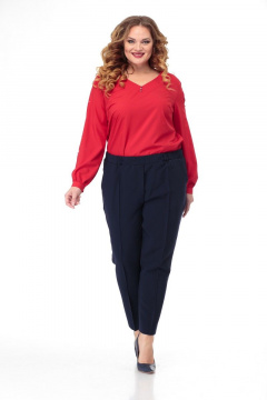 Блуза из текстиля с романтичным рукавом и V-вырезом Anelli 826 красный - фото 5