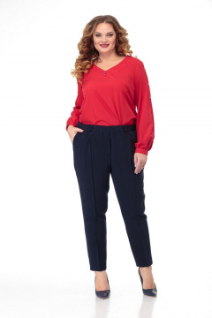 Блуза из текстиля с романтичным рукавом и V-вырезом Anelli 826 красный - фото 4