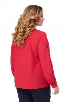 Блуза из текстиля с романтичным рукавом и V-вырезом Anelli 826 красный - фото 2