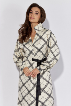 Платье прямого силуэта с длинным рукавом и складками TAiER 1295 молочный - фото 2