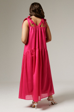Розовый сарафан из текстиля с орезным ярусом для лета Панда 135580w розовый - фото 3