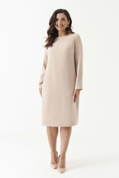 Бежевое платье из поливискозы с нагрудными вытачками и нижней застежкой Панда 203480w бежевый - фото 1