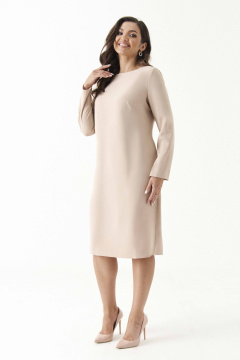 Бежевое платье из поливискозы с нагрудными вытачками и нижней застежкой Панда 203480w бежевый - фото 2