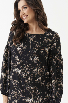 Черное платье из легкой струящейся ткани с поясом и резинками на рукавах Панда 203680w черный - фото 2