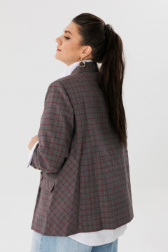 Жакет прямого силуэта в клетку для делового образа Anelli 1290 дождь - фото 2