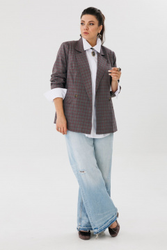 Жакет прямого силуэта в клетку для делового образа Anelli 1290 дождь - фото 4