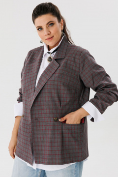 Жакет прямого силуэта в клетку для делового образа Anelli 1290 дождь - фото 3