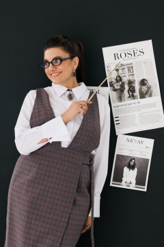 Сарафан А-силуэта на подкладке для стильных образов Anelli 1192 сливовая_кошка - фото 4