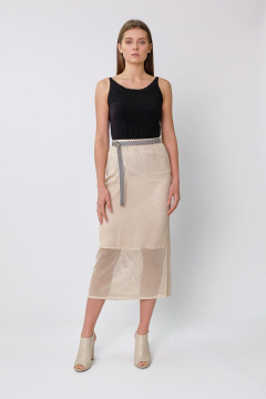 юбка бежевый из вискозы для каждый день BURVIN 7406-21 2 - фото 1