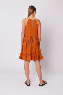 Платье оранжевое демисезонное из вискозы на каждый день BURVIN 7482-81 1 - фото 2