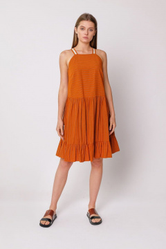 Платье оранжевое демисезонное из вискозы на каждый день BURVIN 7482-81 1 - фото 1